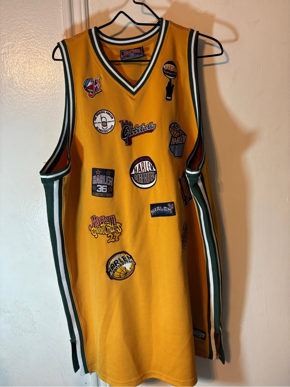 Harlem Globetrotters Vintage Yellow Patchwork Basketball Jersey